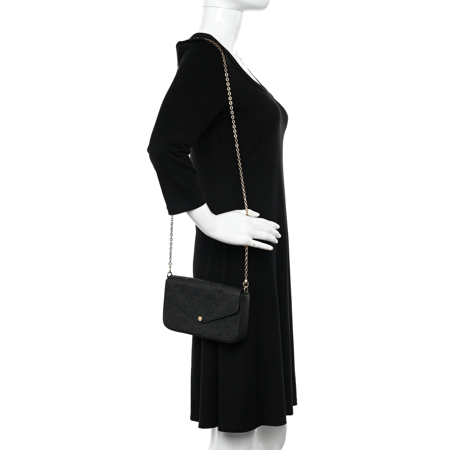 Louis Vuitton Empreinte Pochette Felicie Chain Wallet Black 2 of 14