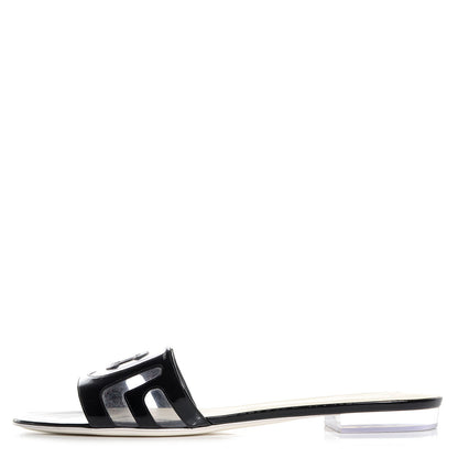 Chanel Vinyl Patent Leather CC Slides 41 Black 1 of 6