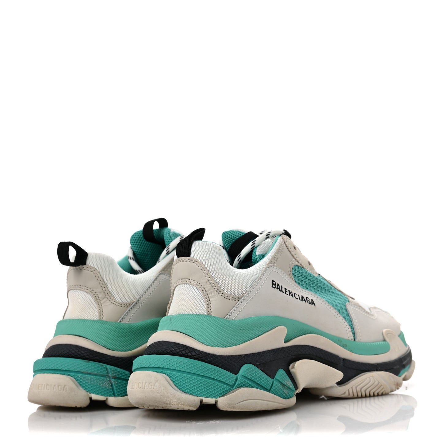 Fabric Mesh Womens Triple S Sneakers 40 White Green Grey