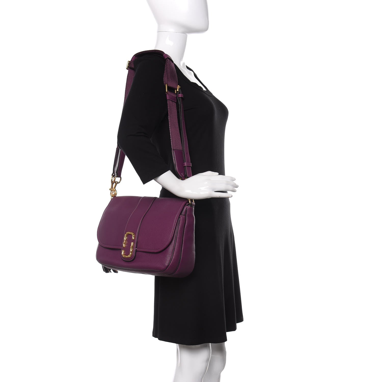 Marc Jacobs Calfskin Interlock Courier Messenger Purple 2 of 14