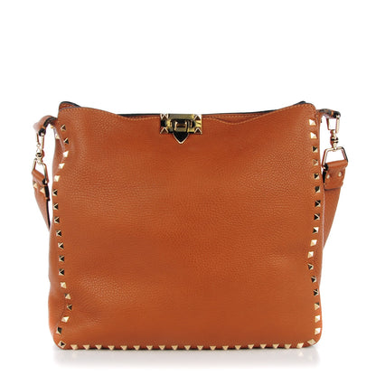 Valentino Garavani Pebbled Calfskin Large Rockstud Flip-Lock Messenger Bag Light Cuir 1 of 10