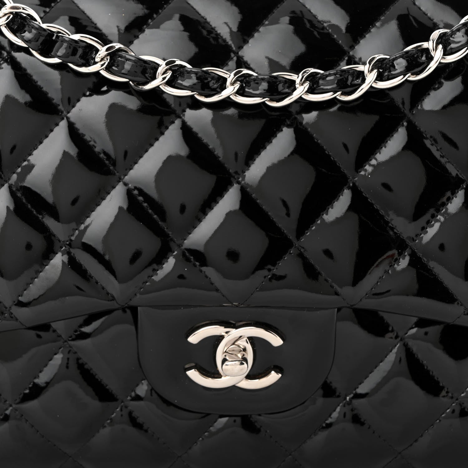 Chanel Patent Quilted Jumbo Double Flap Black 8 of 11