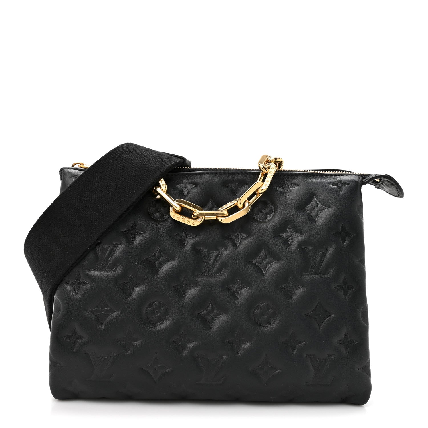 Louis Vuitton Lambskin Embossed Monogram Coussin PM Black 1 of 11