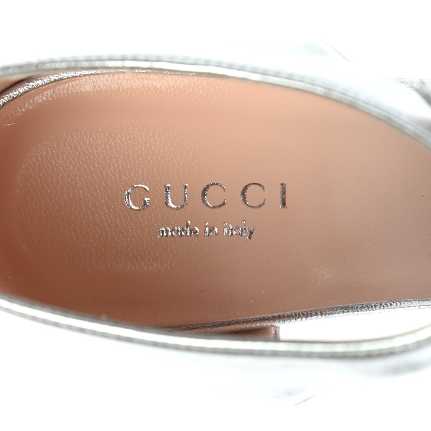 Gucci Metallic Nappa Crawford Knotted Strap Platform 37 Silver 7 of 7