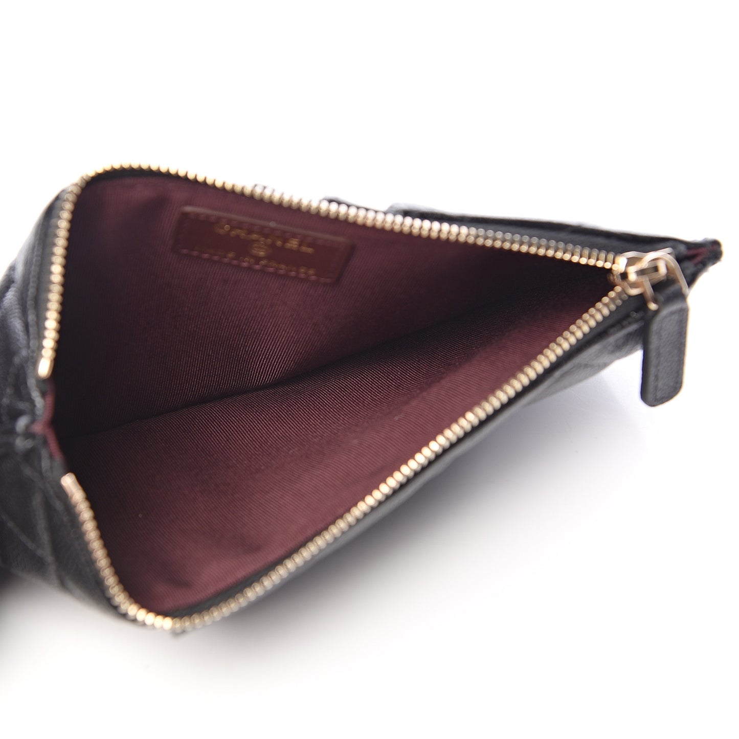 Caviar Quilted Classic Flat Wallet Pouch Black