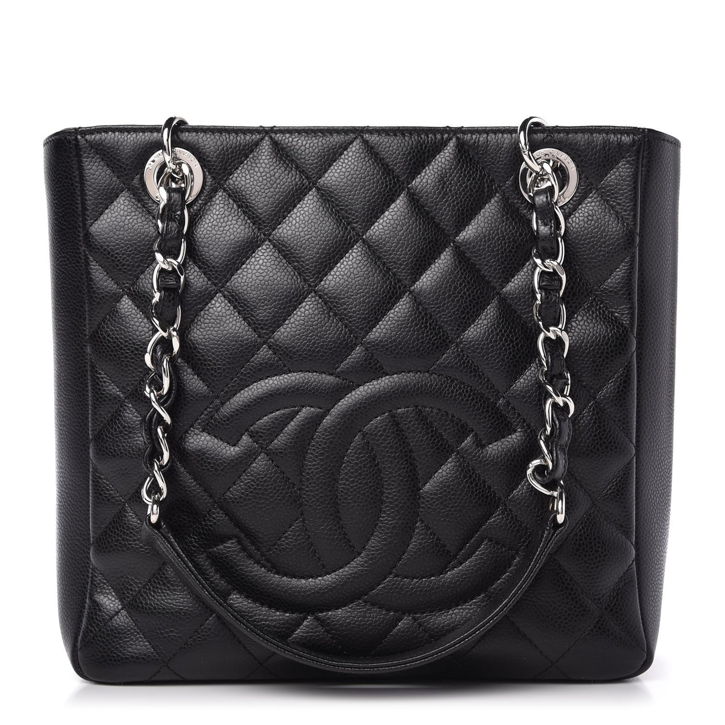 Caviar Quilted Petit Shopping Tote PST Black