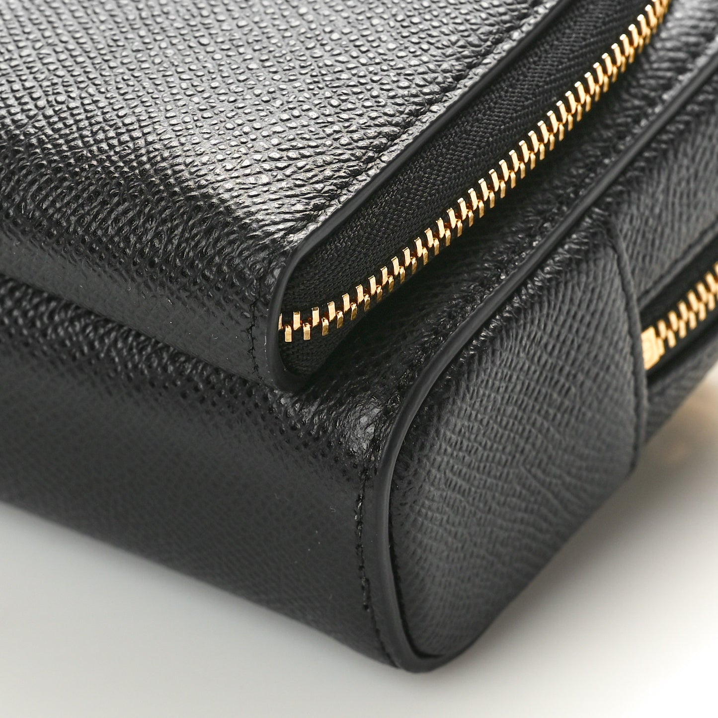 Grained Calfskin Caro Double Pouch Black