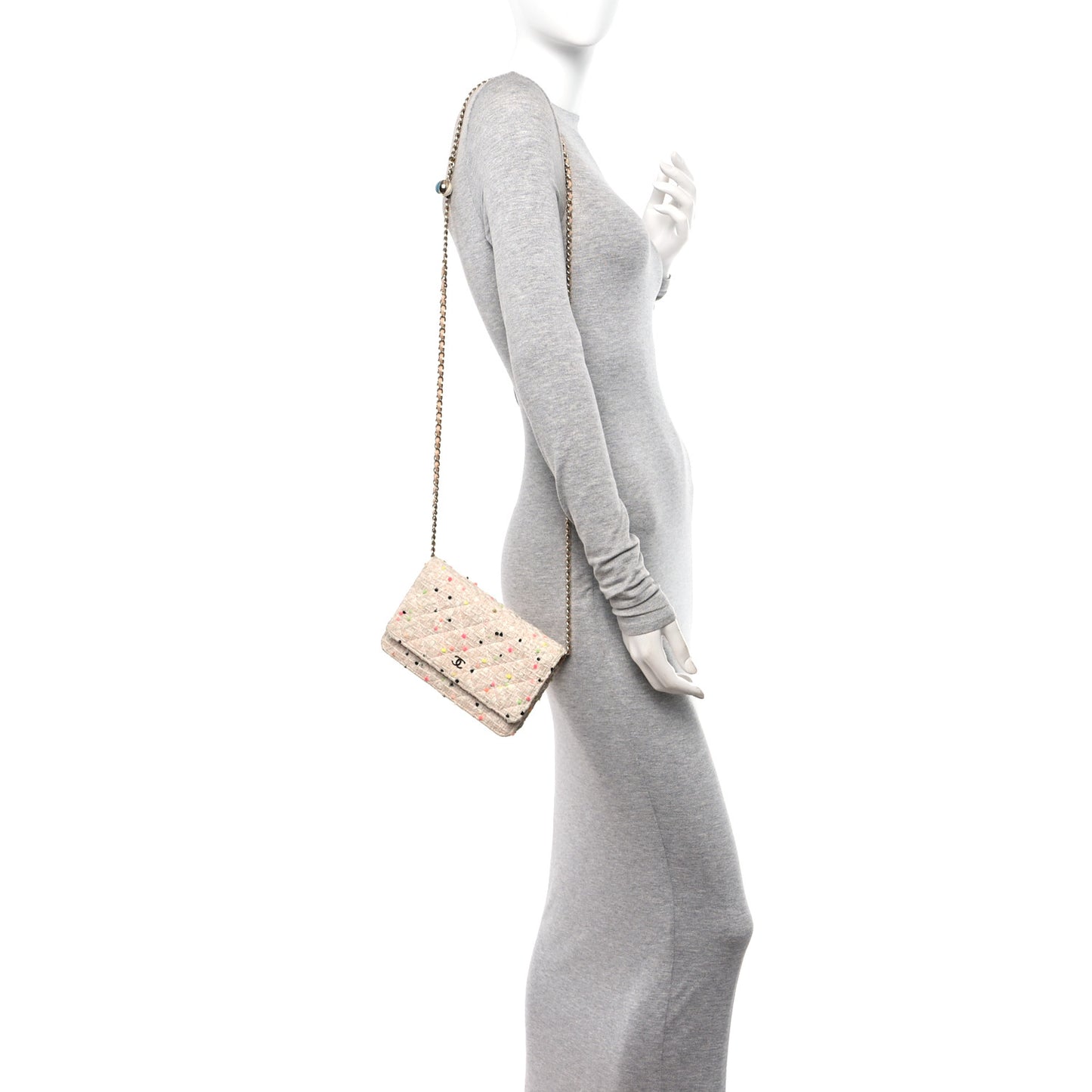 Candy Cotton Tweed & Beach Ball Wallet On Chain WOC Multicolor
