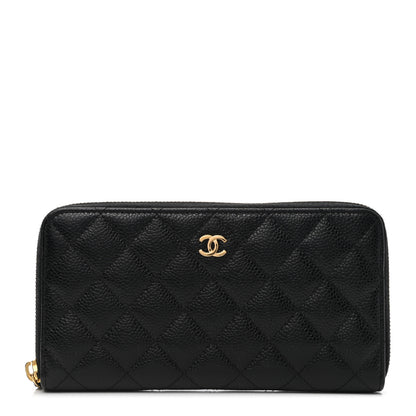 Chanel Caviar Quilted Large Gusset Zip Around Wallet Black 1 of 10