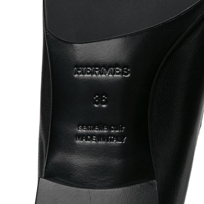 Hermes Goatskin Womens Paris Loafers 36 Black 6 of 9