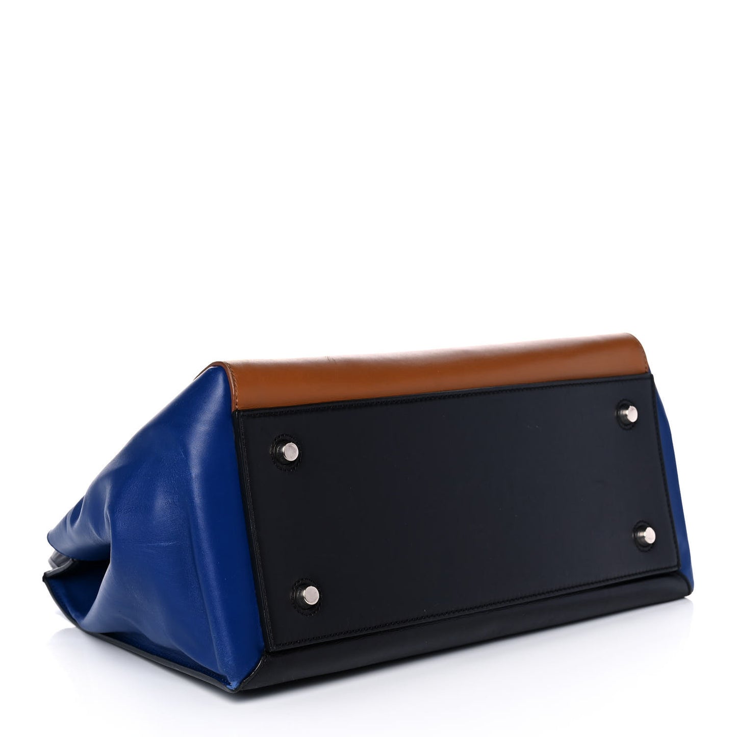 Smooth Calfskin Medium Tri-Color Edge Shoulder Bag Tan