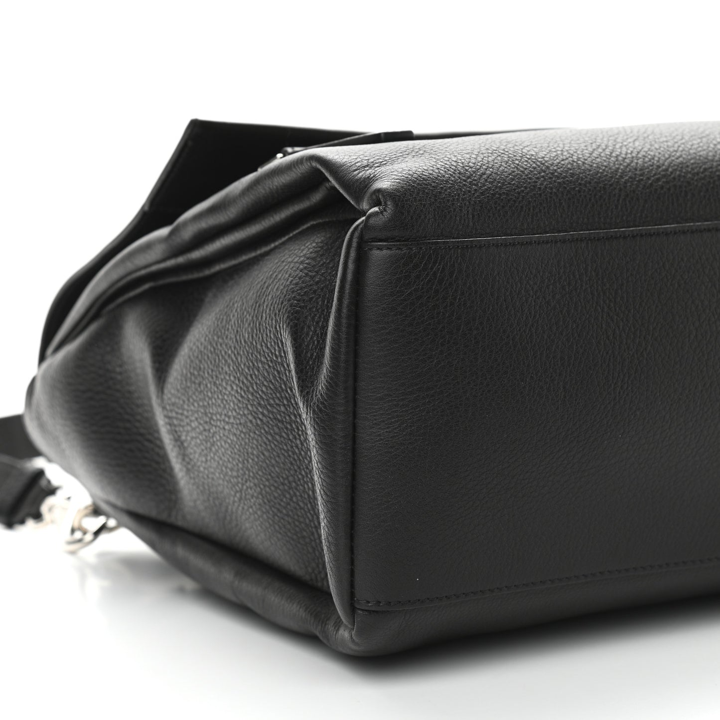 Grained Calfskin Medium Pandora Pure Flap Bag Black