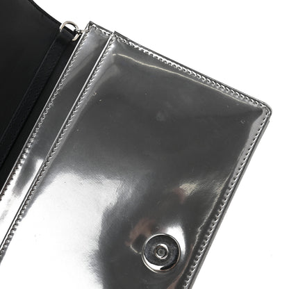 Christian Dior Metallic Patent Micro-Cannage Diorama Wallet on Chain Pouch Silver 12 of 15