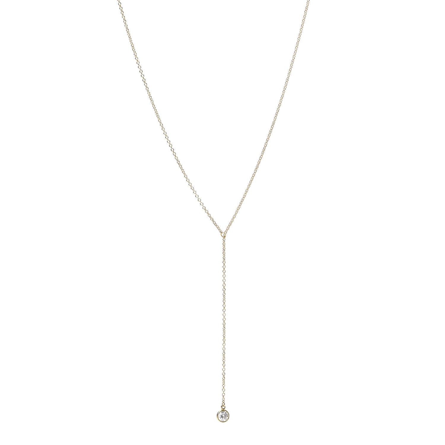 Tiffany 18K Yellow Gold Diamond .17ct Elsa Peretti Diamonds by the Yard Lariat Necklace 1 of 6