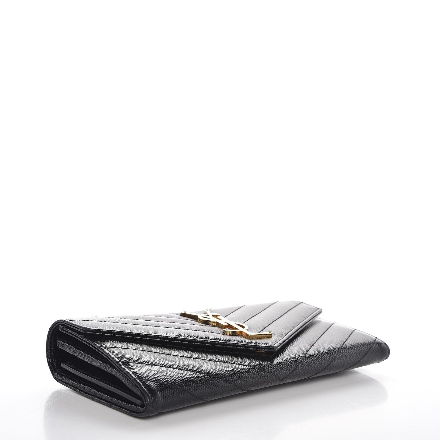 Grain De Poudre Matelasse Chevron Monogram Flap Wallet Black