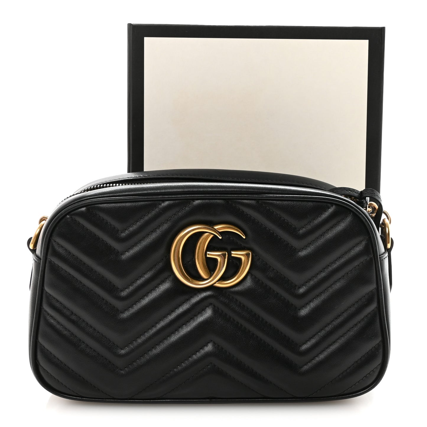 Calfskin Matelasse Small GG Marmont Chain Shoulder Bag Black Black
