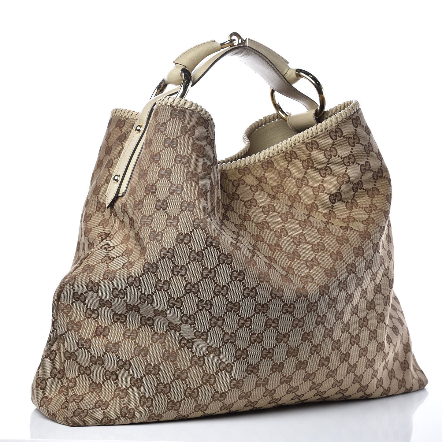 Monogram Large Horsebit Chain Hobo Off White