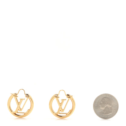 Louis Vuitton Metal Small Louise Hoop Earrings Gold 2 of 4
