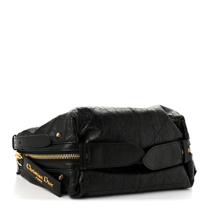 Christian Dior Crinkled Calfskin Macrocannage Small D-Journey Bag Black 4 of 10