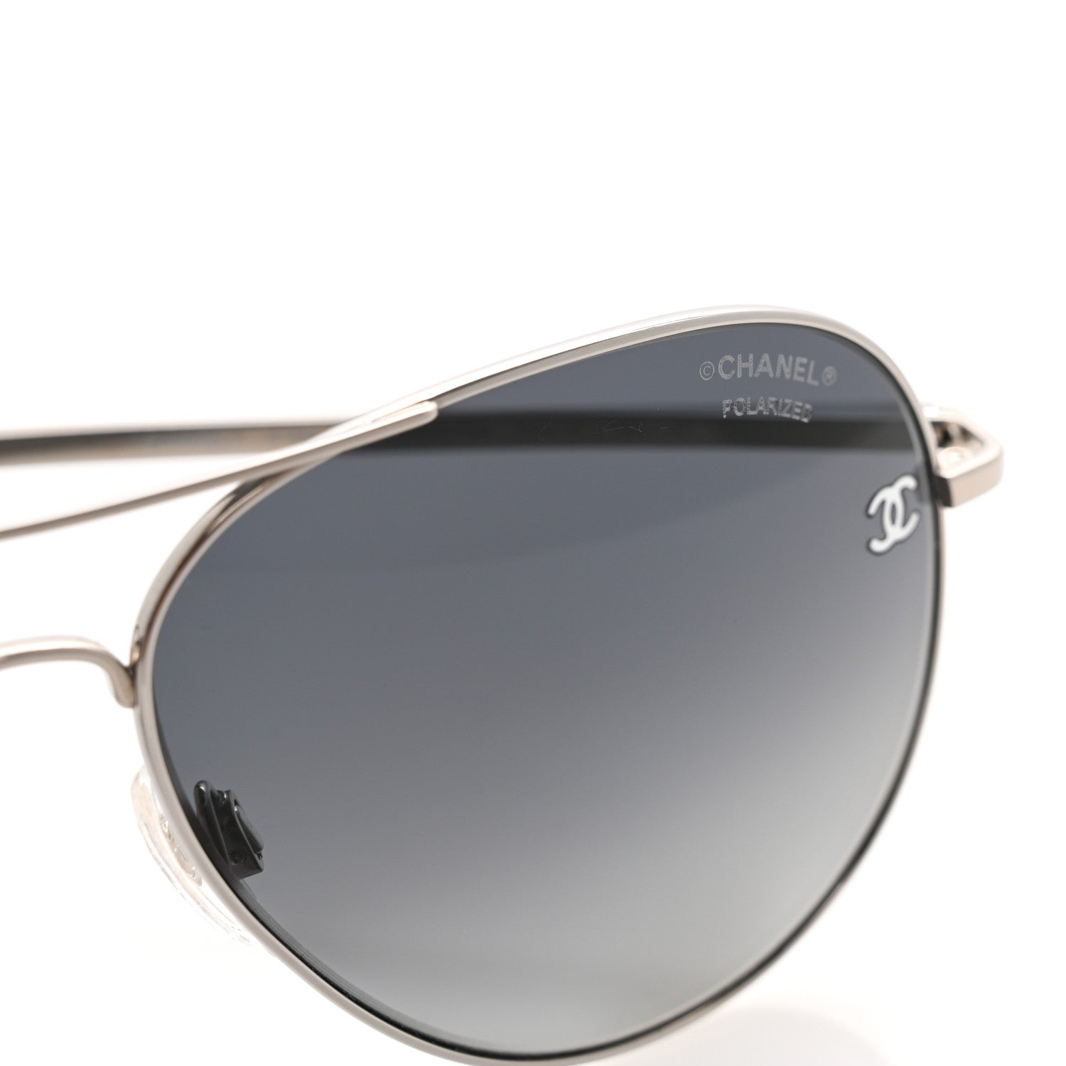 Chanel Metal Polarized CC Aviator Sunglasses 4189-T-Q Silver 7 of 8
