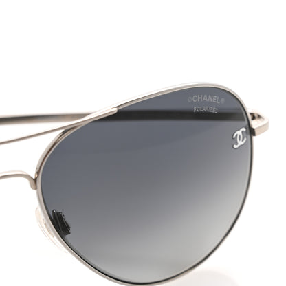Chanel Metal Polarized CC Aviator Sunglasses 4189-T-Q Silver 7 of 8