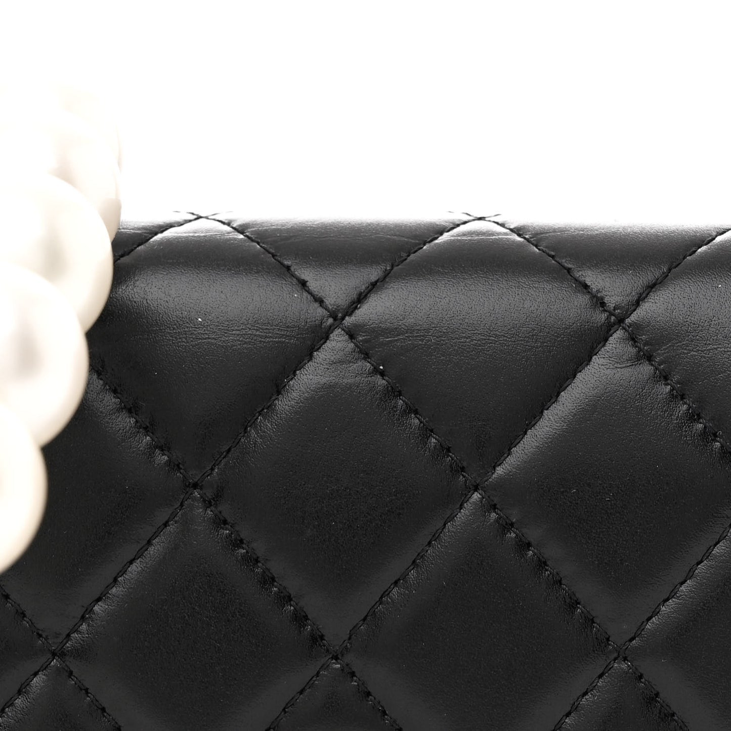 Calfskin Quilted Mini Maxi Pearls Wallet On Chain WOC Black