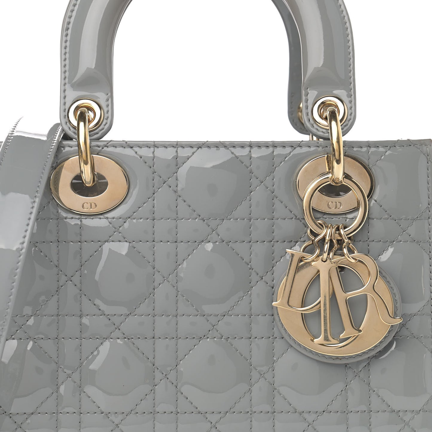 Patent Cannage Small Lady Dior Grey