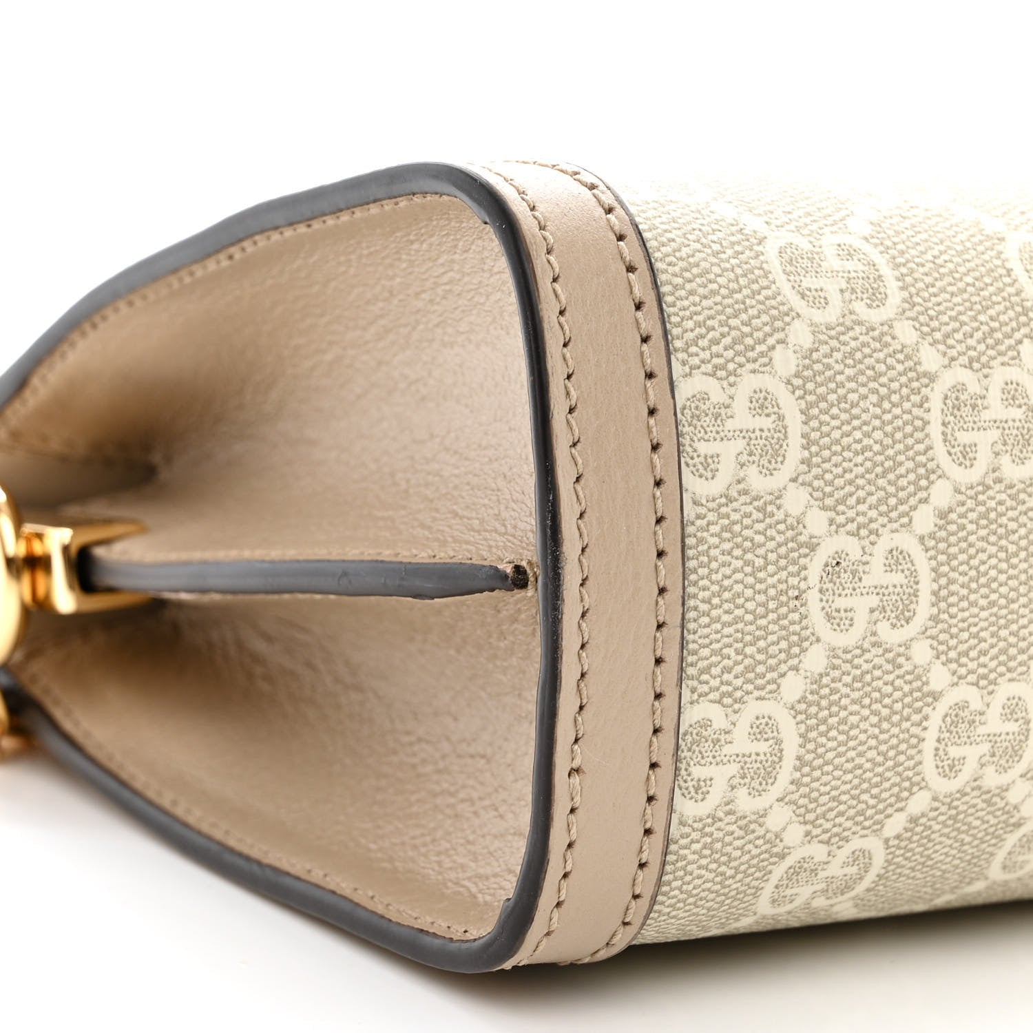 Gucci GG Supreme Monogram Textured Dollar Calfskin Web Small Ophidia Chain Shoulder Bag Beige Mystic White Oatmeal 9 of 11