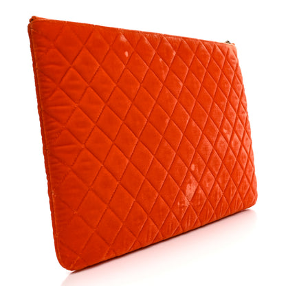 Chanel Velvet Quilted Large Chanel Cosmetic Case Orange 3 of 9