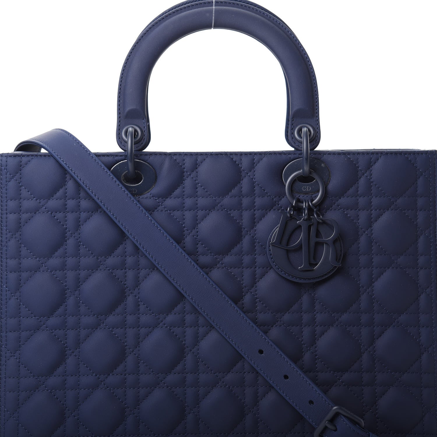 Christian Dior Ultra Matte Calfskin Cannage Large Lady Dior Blue 8 of 10