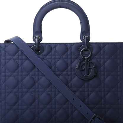 Christian Dior Ultra Matte Calfskin Cannage Large Lady Dior Blue 8 of 10