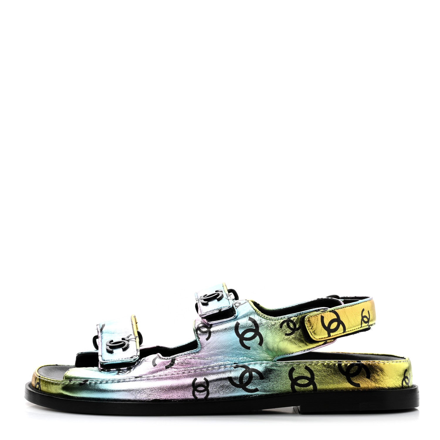 Chanel Laminated Lambskin Printed CC Dad Sandals 39 Multicolor 1 of 8