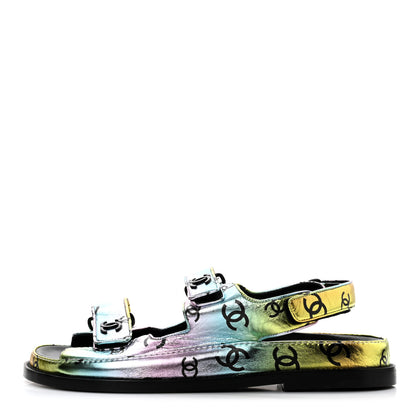 Chanel Laminated Lambskin Printed CC Dad Sandals 39 Multicolor 1 of 8