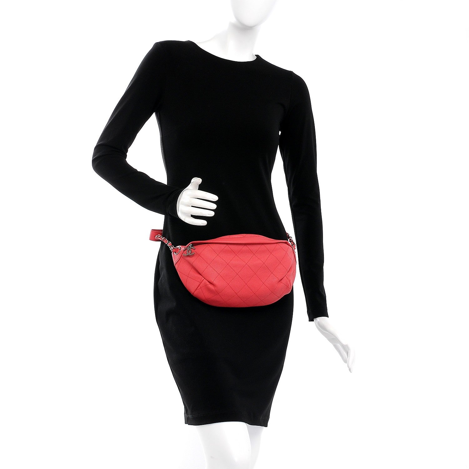 Chanel Caviar Quilted Zip and Carry Waist Bag Fanny Pack Pink 2 of 7