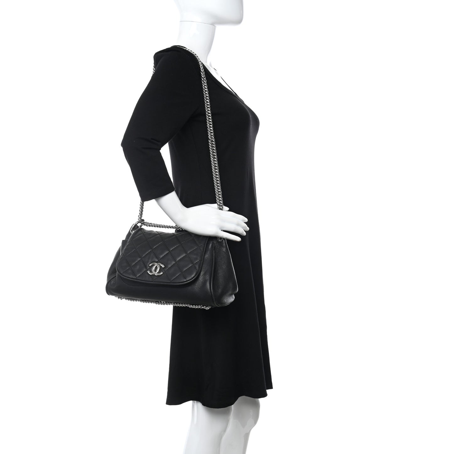 Sheepskin Quilted Accordion Flap Black