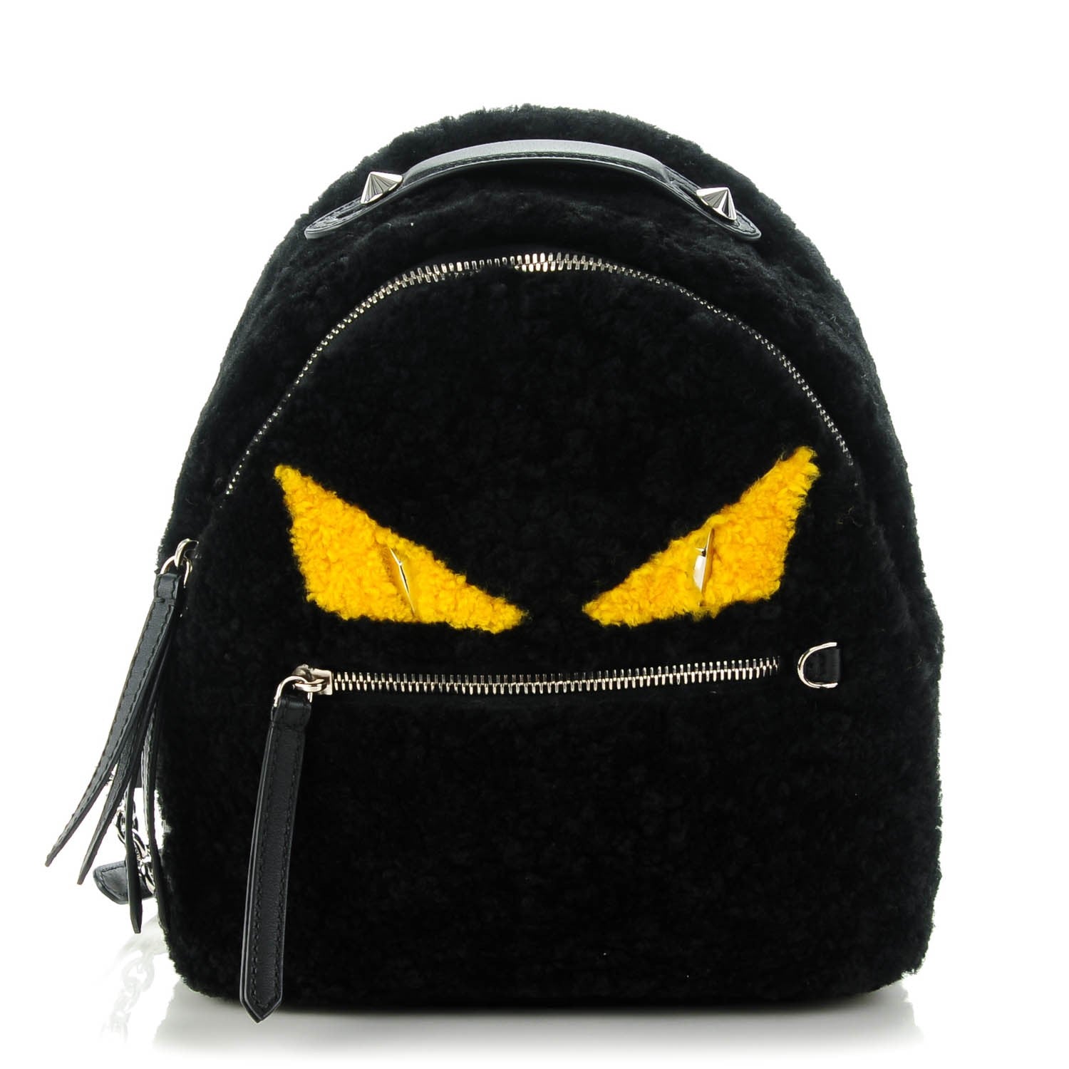 Fendi Shearling Monster Mini Bag Bug Backpack Black 1 of 7