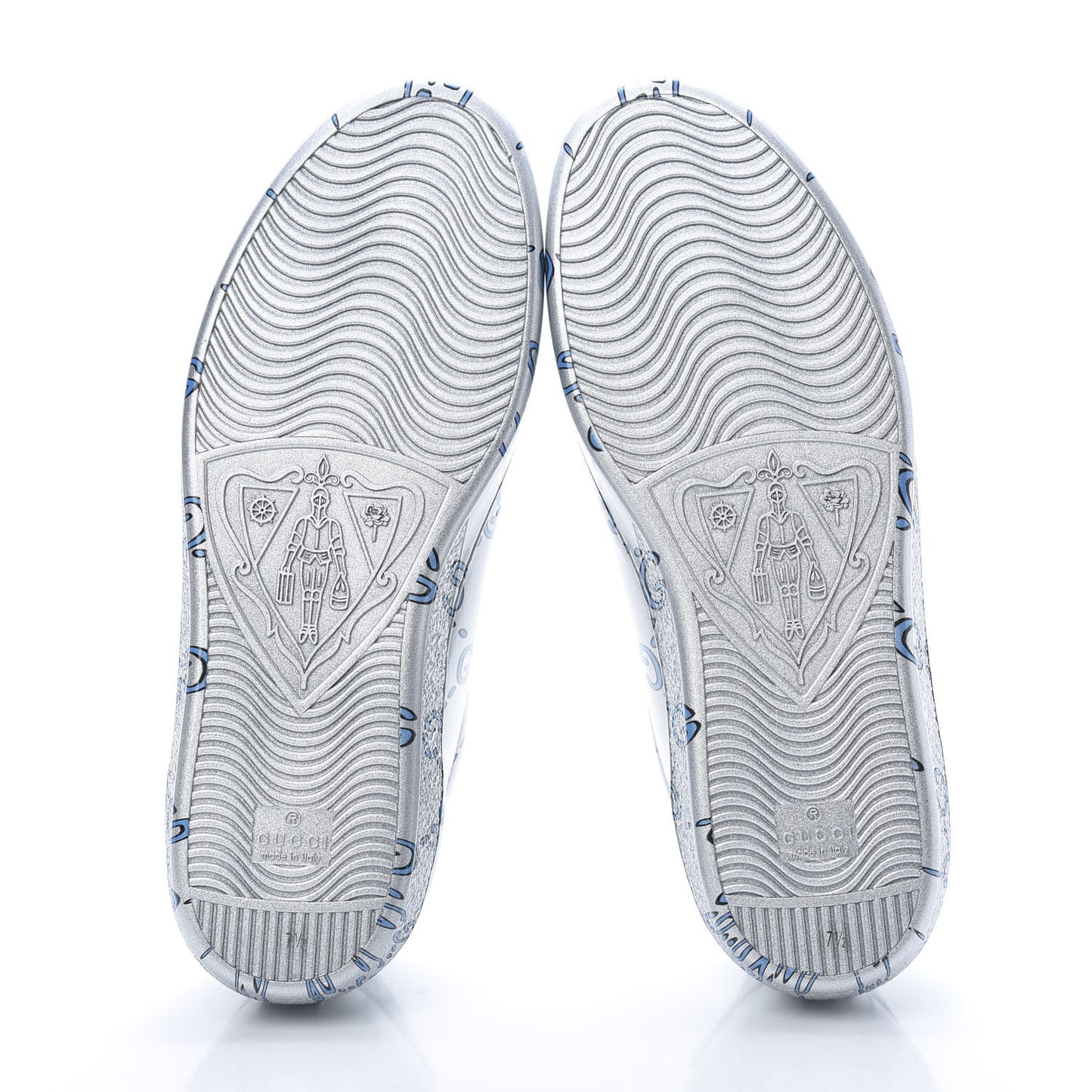 Miro Rubber Wax GucciGhost Print Mens New Ace Sneakers 7.5 Silver