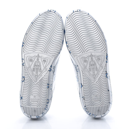 Gucci Miro Rubber Wax GucciGhost Print Mens New Ace Sneakers 7.5 Silver 5 of 8