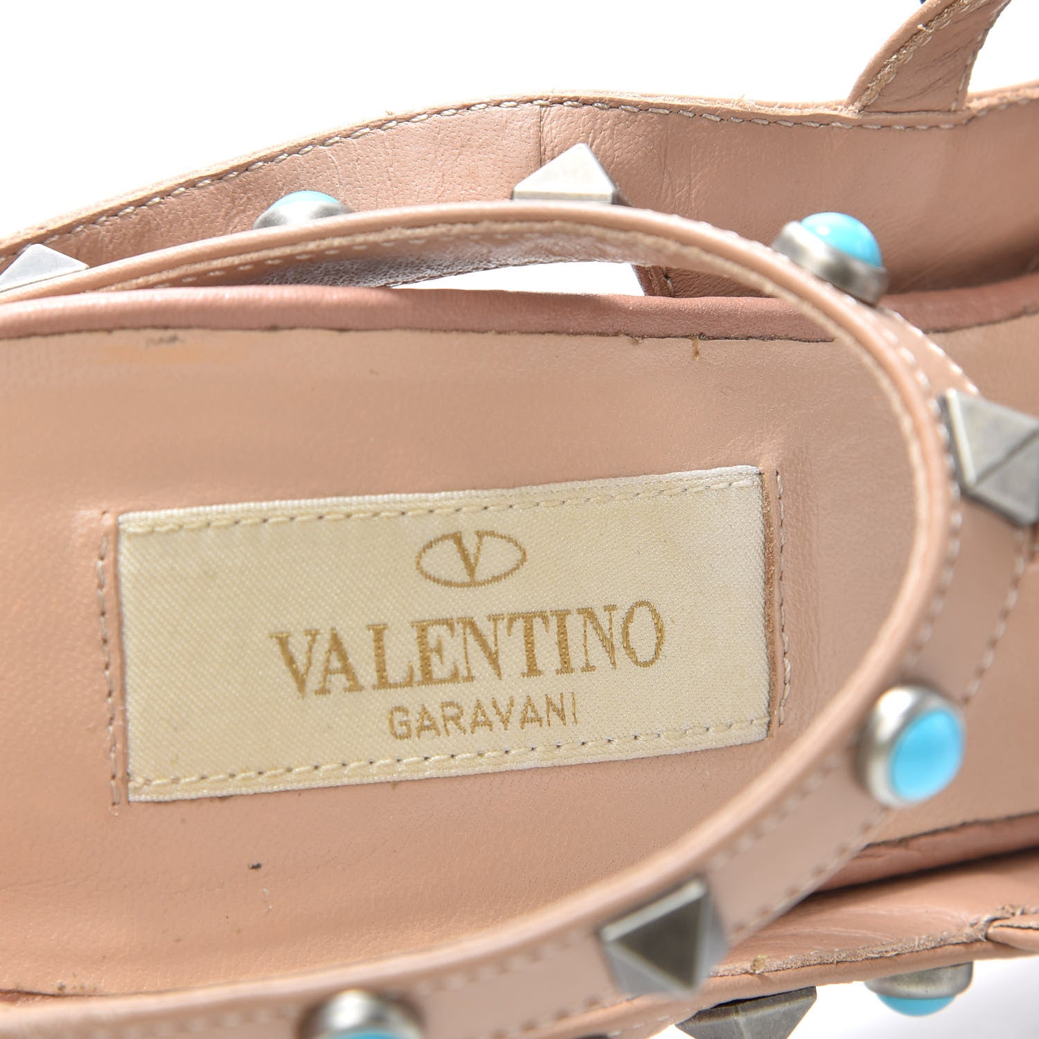 Valentino Garavani Pebbled Calfskin Rockstud Rolling Ankle Strap 100mm Pumps 38 Soft Noisette 8 of 9