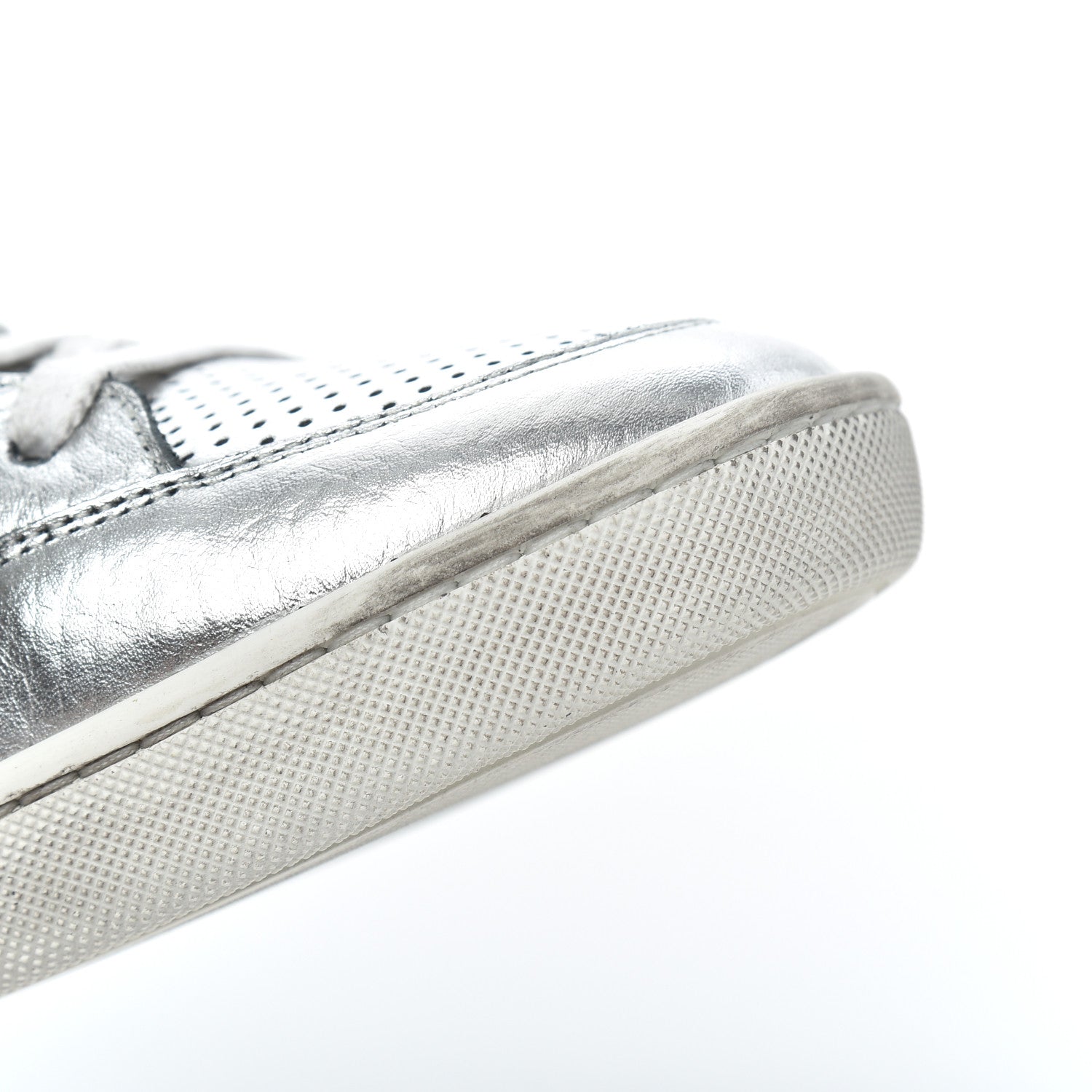 Saint Laurent Metallic Calfskin Perforated Court Classic SL/10H High Top Sneakers 41.5 Silver 9 of 17
