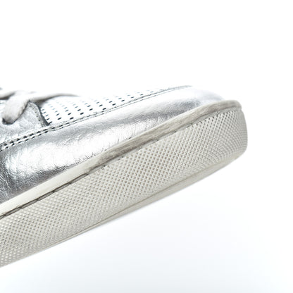 Saint Laurent Metallic Calfskin Perforated Court Classic SL/10H High Top Sneakers 41.5 Silver 9 of 17