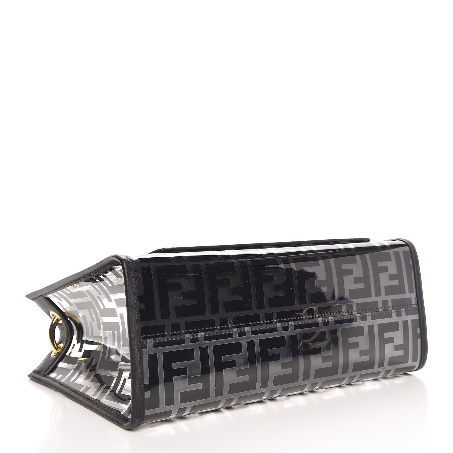 Fendi TPU FF Vitello Century Plexiglass Small Runaway Shopper Tote Black 4 of 7
