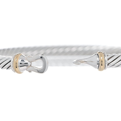 David Yurman Sterling Silver 18K Yellow Gold 5mm Cable Classic Buckle Bracelet 4 of 5