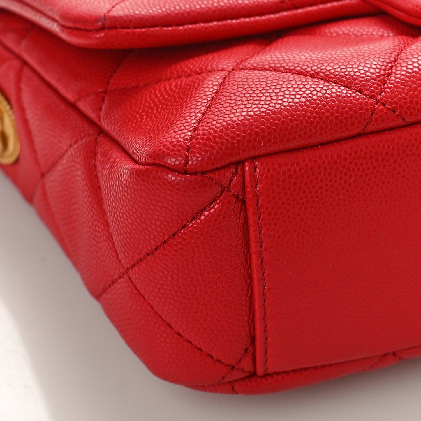 Caviar Quilted Small Twist Your Buttons Flap Red