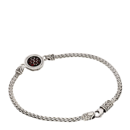 John Hardy Sterling Silver Garnet Classic Chain Round Station Bracelet 2 of 4