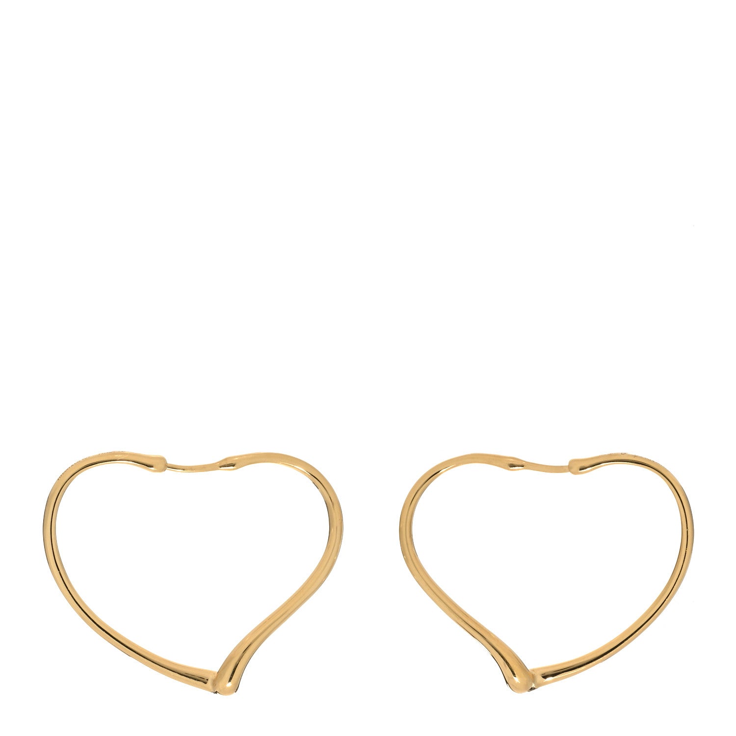 Tiffany 18K Yellow Gold Small Elsa Peretti Open Heart Hoop Earrings 1 of 4