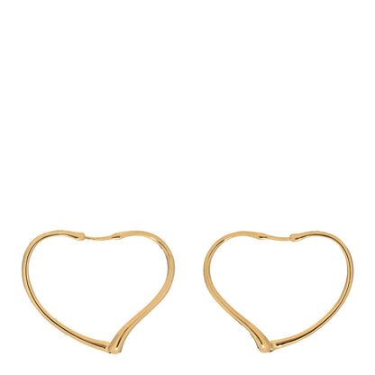 Tiffany 18K Yellow Gold Small Elsa Peretti Open Heart Hoop Earrings 1 of 4