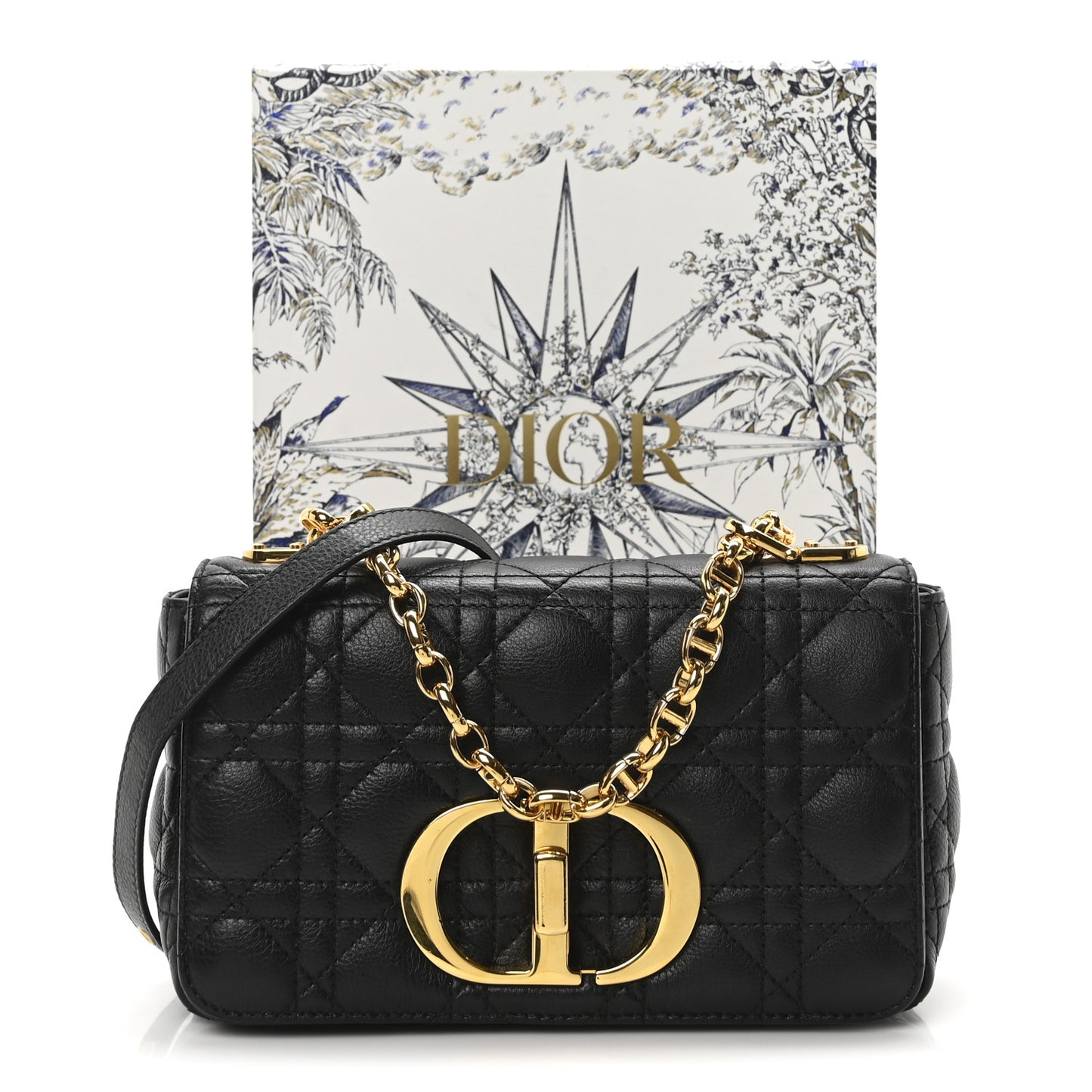 Calfskin Cannage Small Caro Bag Black