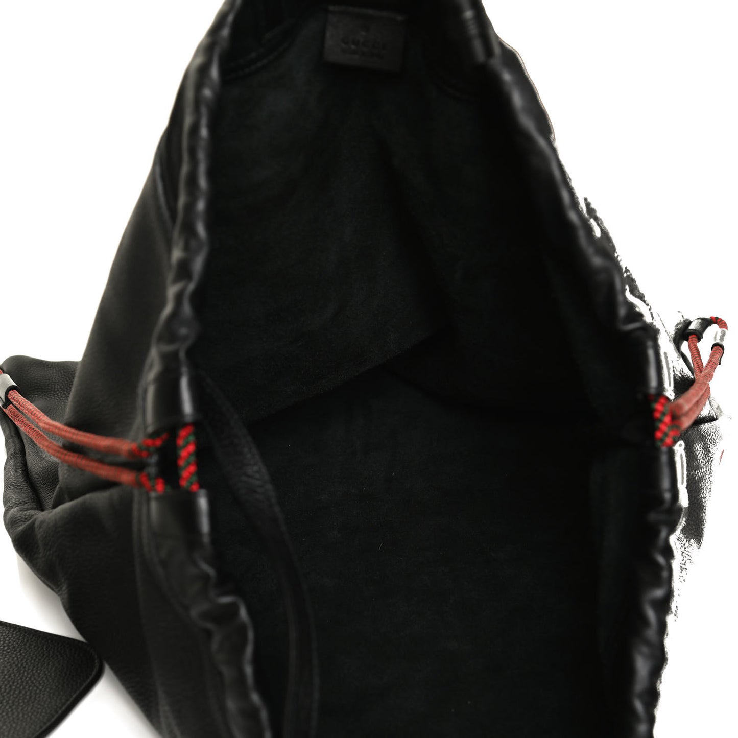 Calfskin Logo Drawstring Backpack Black