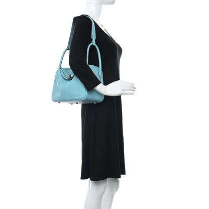 Hermes Taurillon Clemence Lindy 26 Bleu Atoll 2 of 10